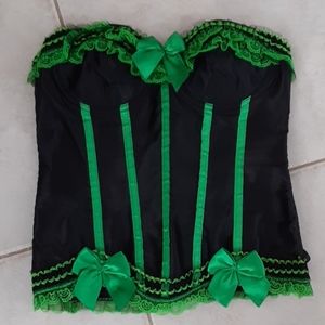 Black & Green Lacy Ruffled Corset St Patrick's Day